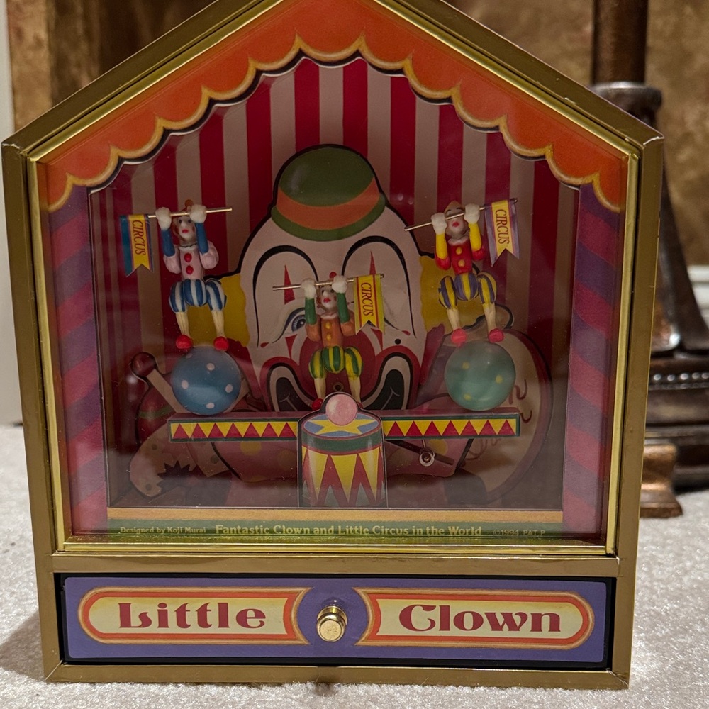 Koji Murai Little Clown Museum Shadow Music Box with Colorful Design.